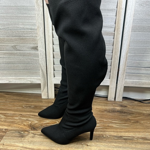 TORRID Knit Stiletto Over the Knee Boot Black-6WW - Picture 2 of 6